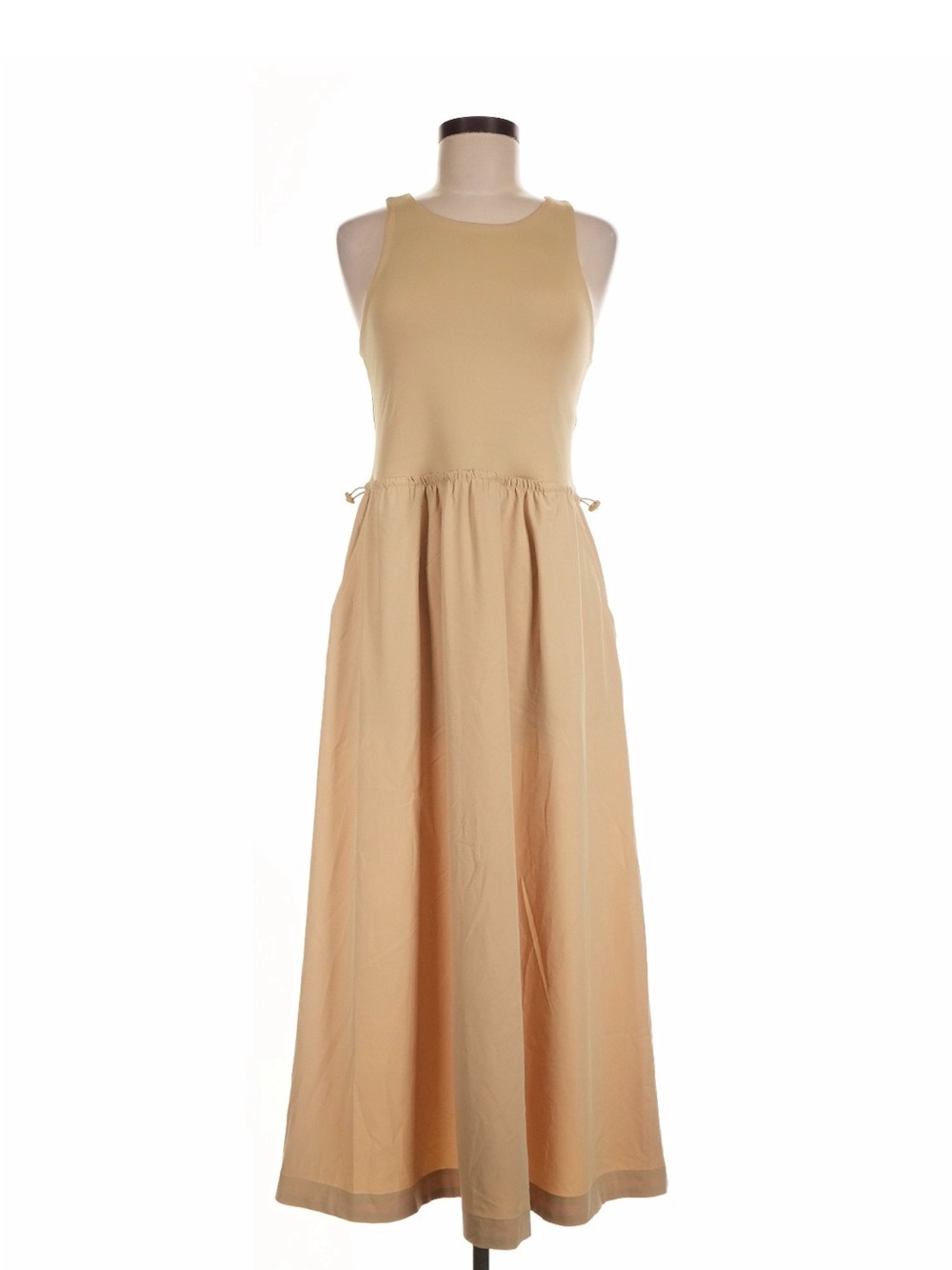 Lou & Grey Light Beige Sleeveless Drawstring Maxi Dress